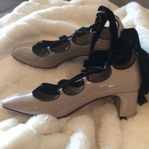 Valentino block heel laceup shoe
